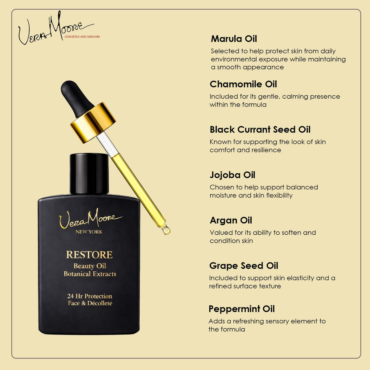 Face and Decollete Beauty Oil with Jojoba and Marula Oils, 1 oz I484416