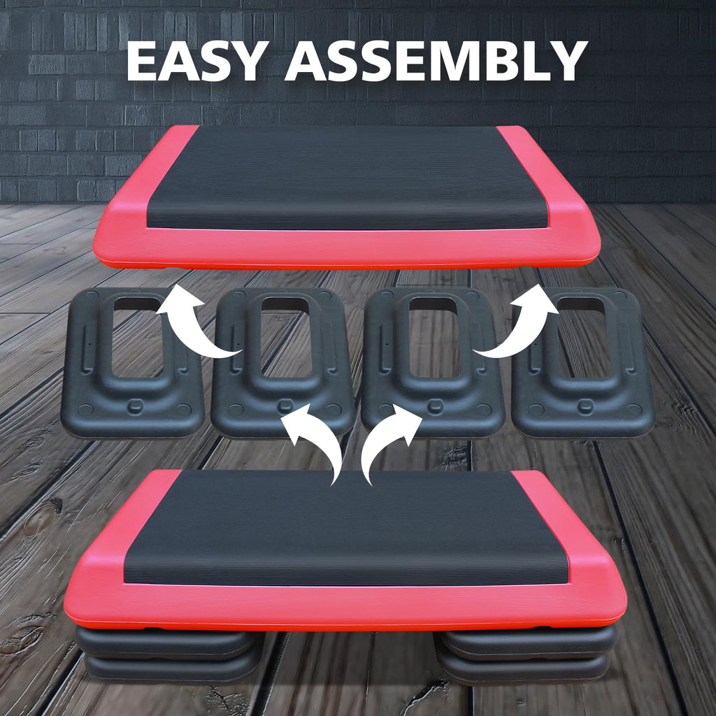 28.5'' Adjustable Aerobic Step Platform with 4 Stackable Risers O431