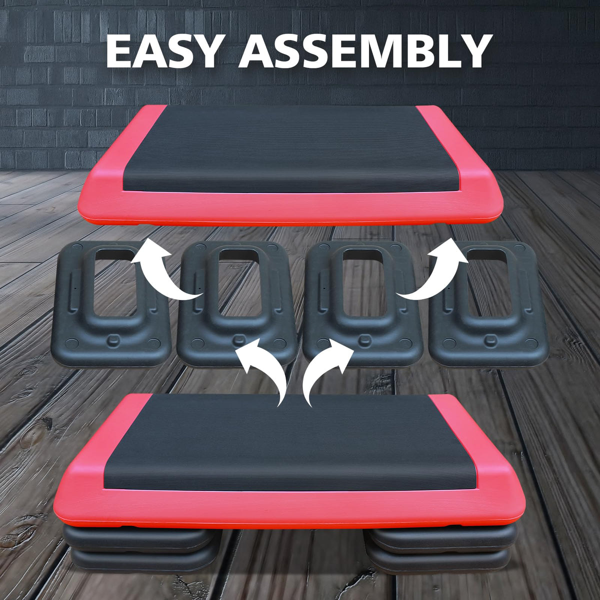 28.5'' Adjustable Aerobic Step Platform with 4 Stackable Risers O431