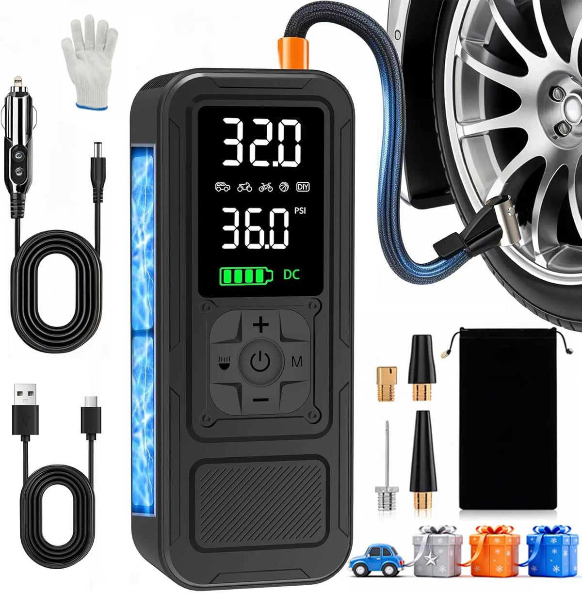 Portable Air Compressor 6000mAh 150PSI Tire Inflator Z958571