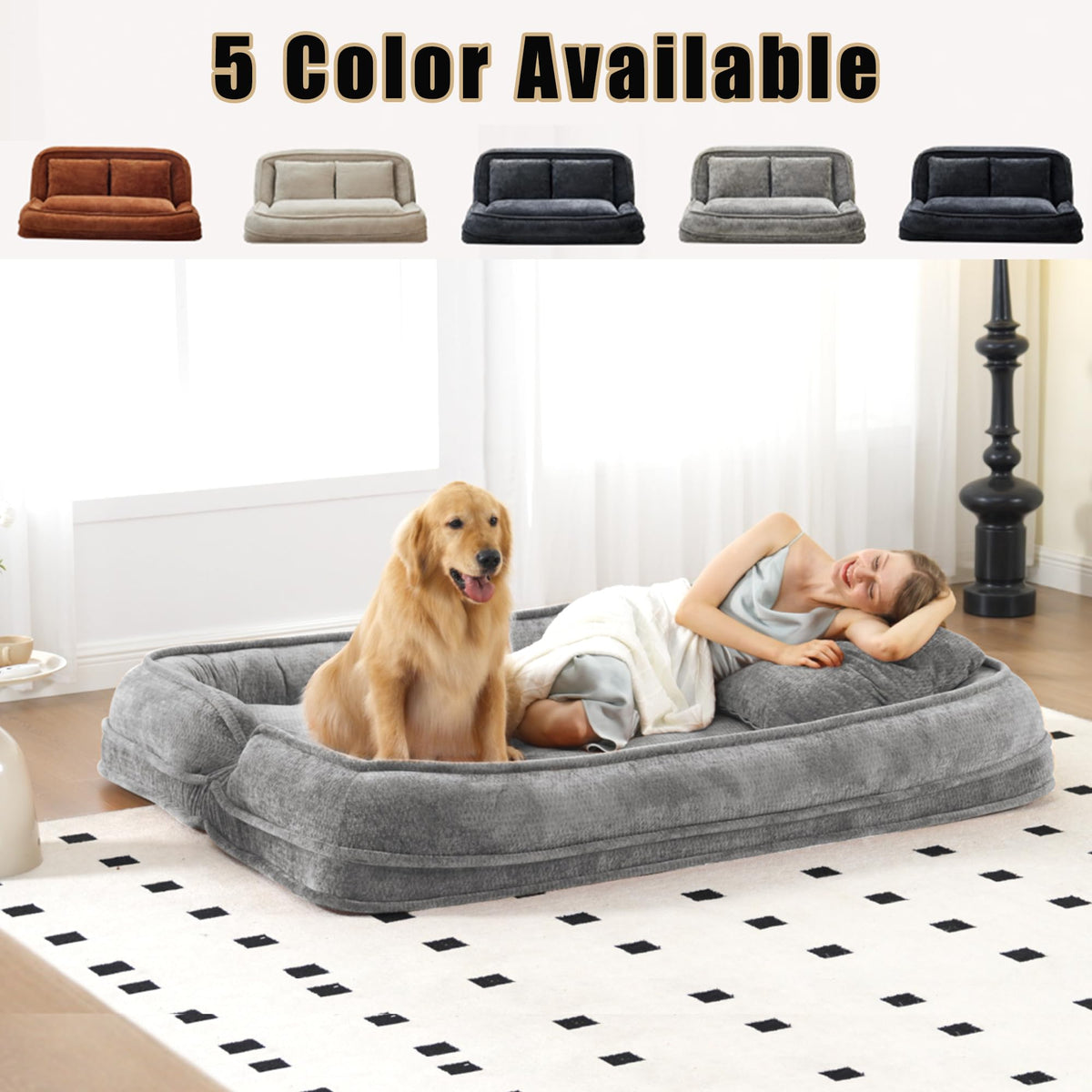Oversized Convertible Floor Sofa Bed with 3 Pillows B510