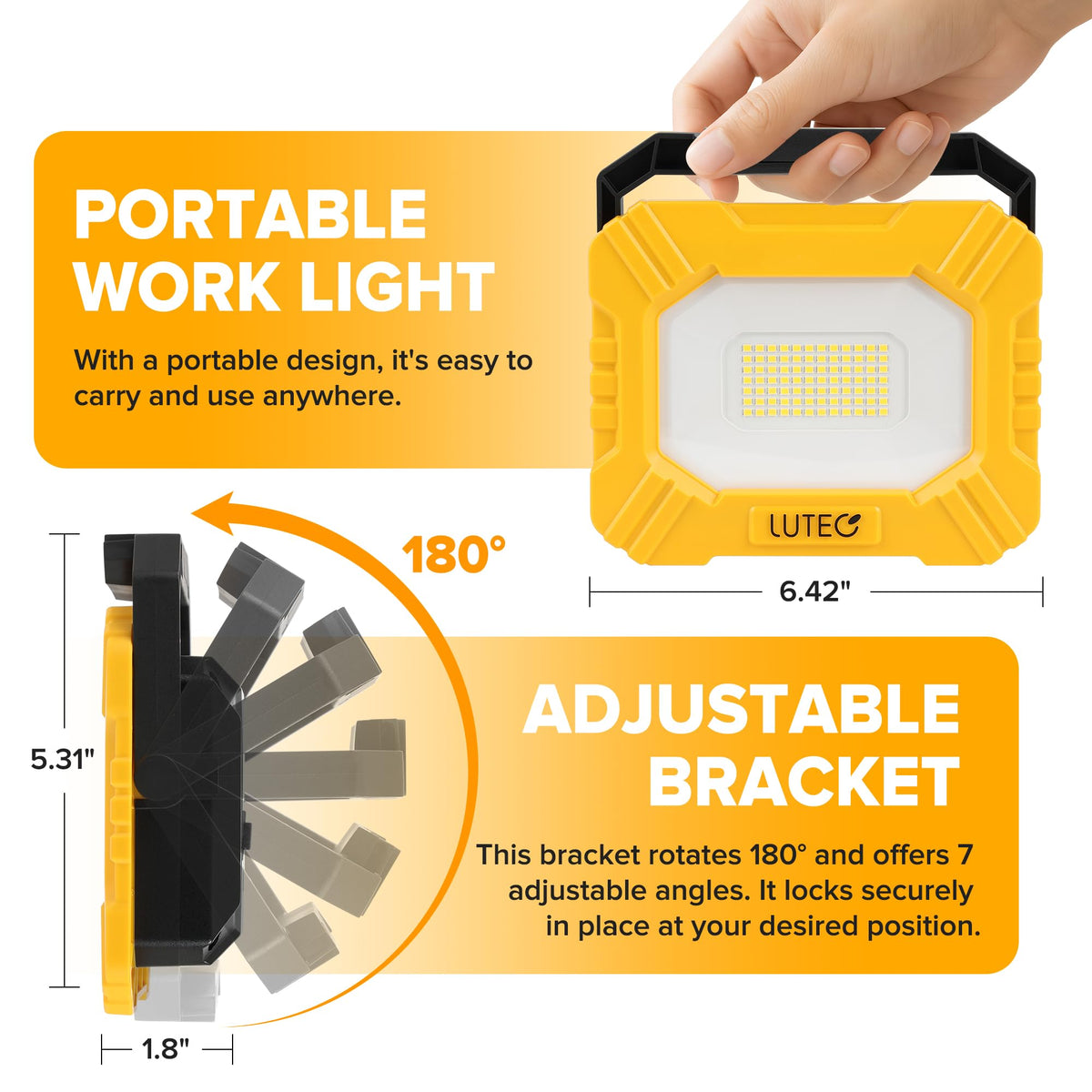 3500LM Rechargeable Magnetic LED Work Light with Stand H269