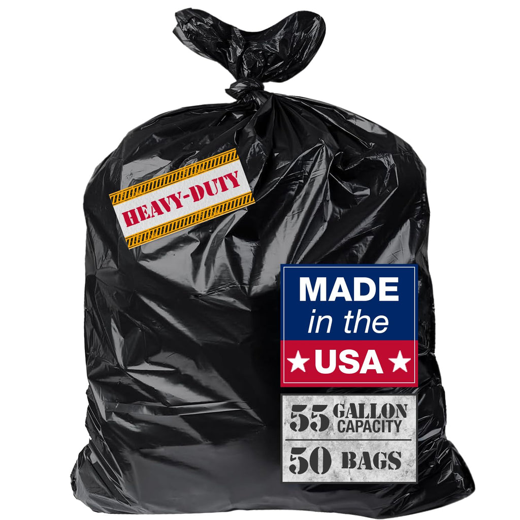 55 Gallon Heavy Duty 3 Mil Black Trash Bags 50 Ct R983143