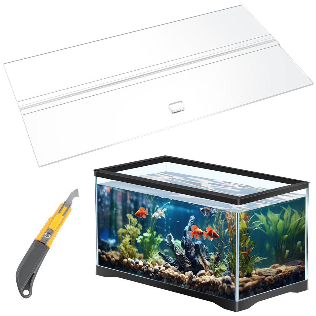 Clear Acrylic Aquarium Canopy Set 19.37 x 9.37 x 0.28 Inch Q516