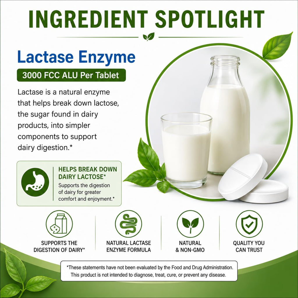 Lactase Enzyme 3000 FCC 360 Tablets K5280