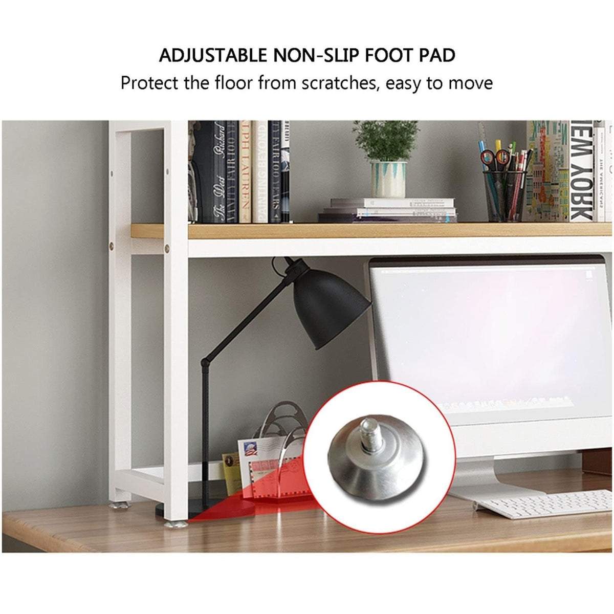 Solid Wood 2 Tier Bookshelf Desk L99092