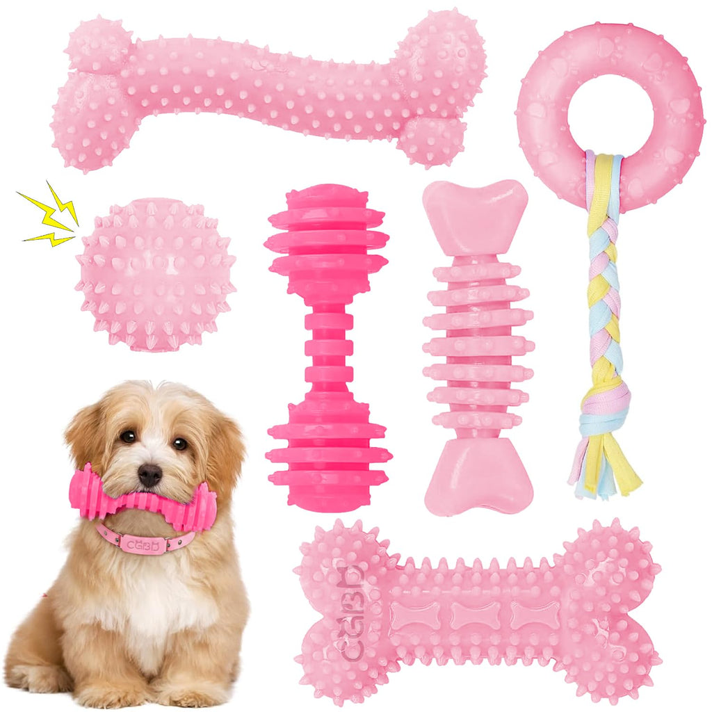 Pink 6 Pack Dog Chew Toys G5857