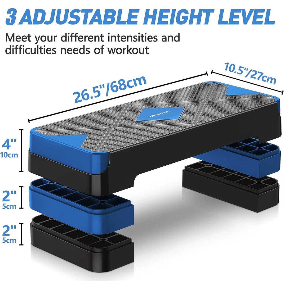 Adjustable Aerobic Exercise Step with 4” 6” 8” Risers C94582