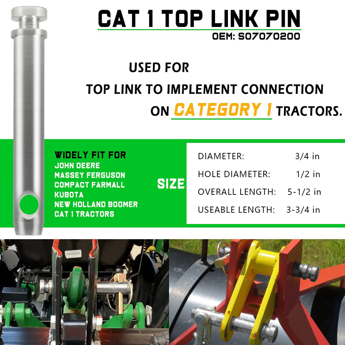 Quick Hitch Bushing Kit with Top Link and Lynch Pin D4123