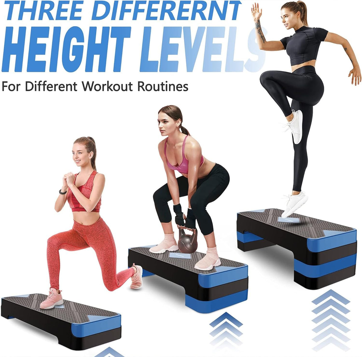 Adjustable Aerobic Exercise Step with 4” 6” 8” Risers C94582