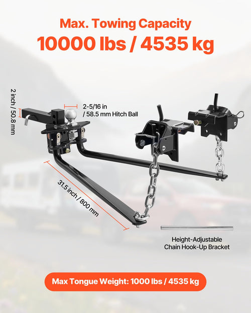 10000 lbs Weight Distribution Hitch with 2 in Shank and 2-5/16 in Ball E583