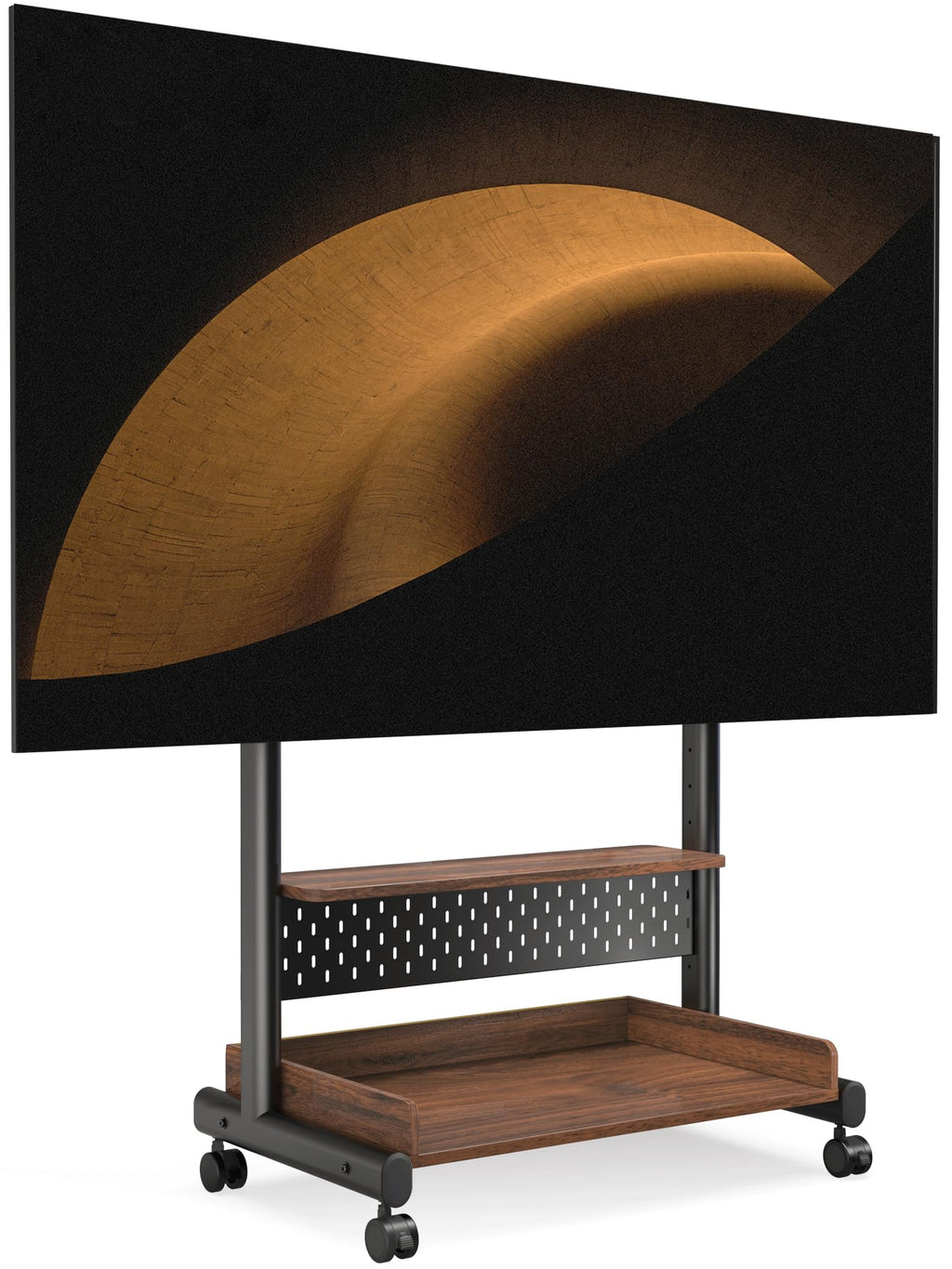 Rolling TV Stand Mount with Wooden Shelf N7773