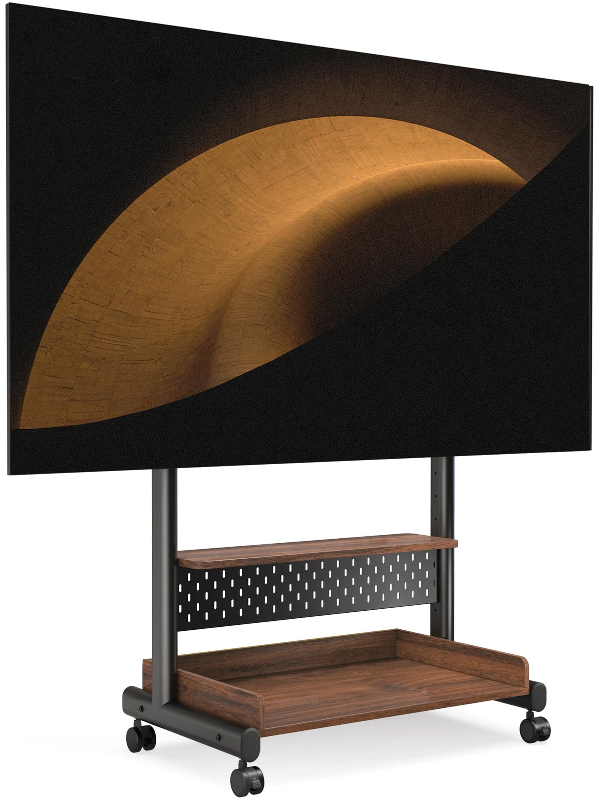Rolling TV Stand Mount with Wooden Shelf N7773