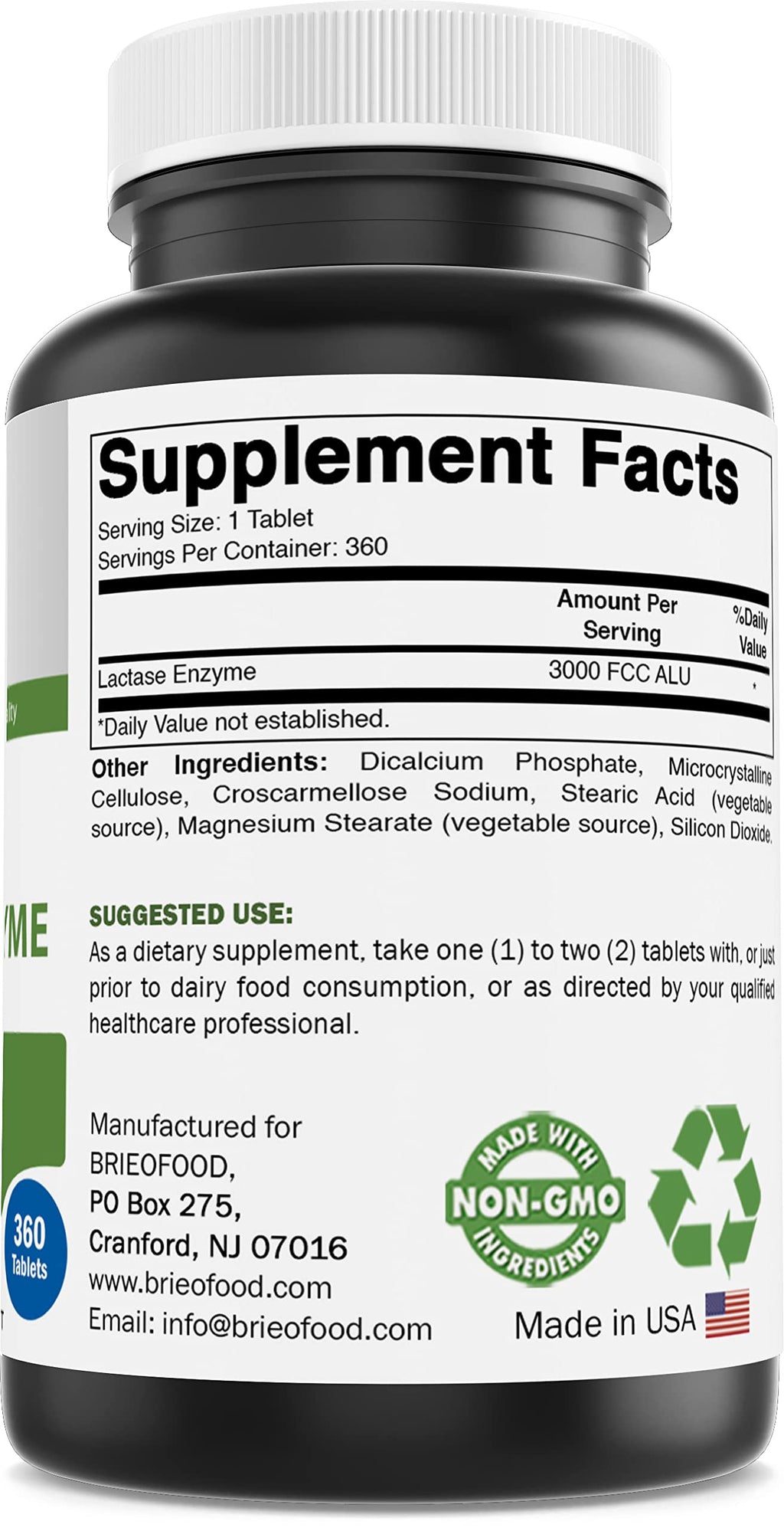 Lactase Enzyme 3000 FCC 360 Tablets K5280