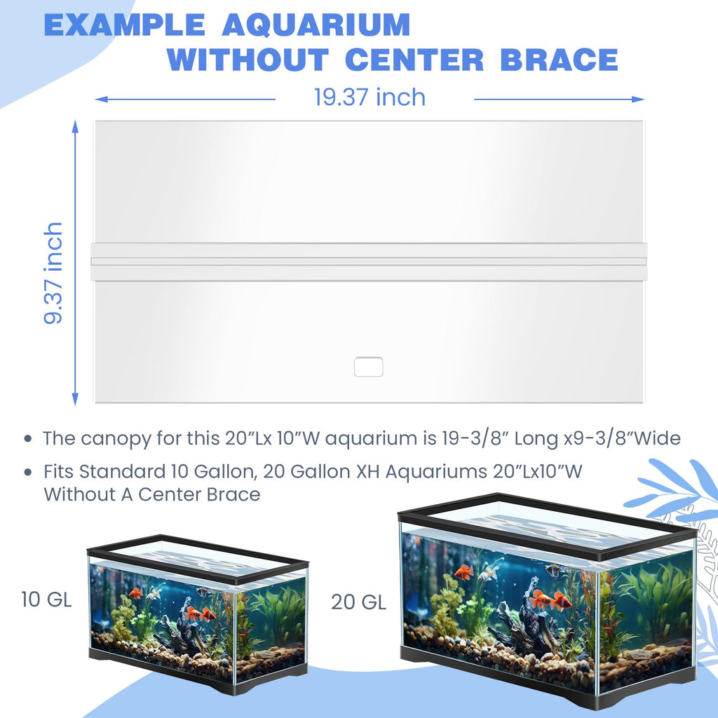 Clear Acrylic Aquarium Canopy Set 19.37 x 9.37 x 0.28 Inch Q516