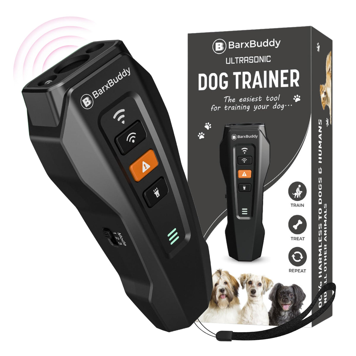Long Range Ultrasonic Rechargeable Anti Bark Device for Dogs (Black) R856393
