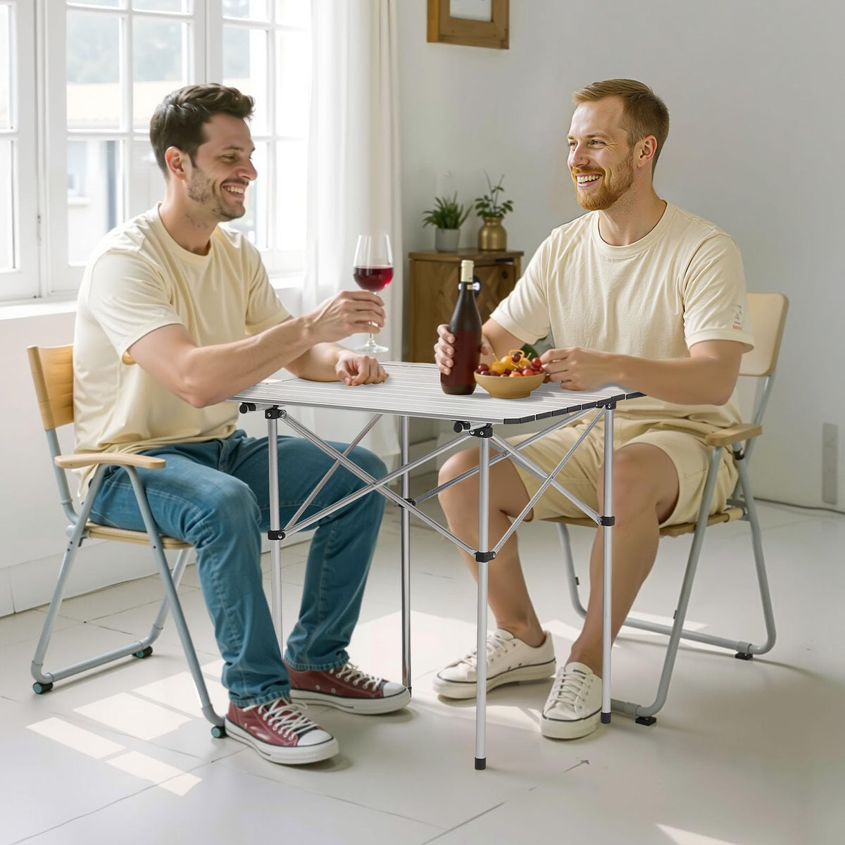 Folding Camping Table 28 inch Silver M495