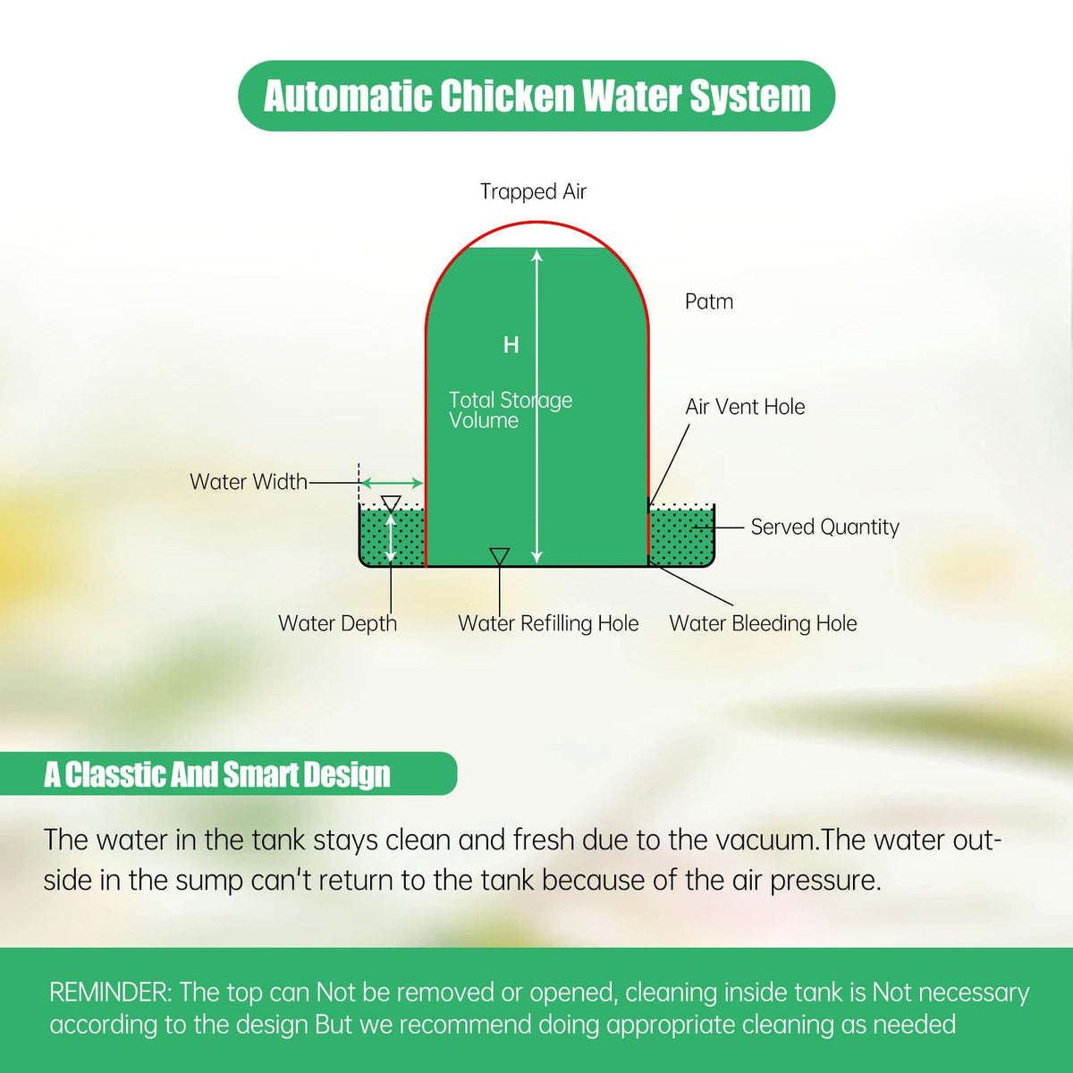 304 Food Grade Stainless Steel Automatic Chicken Waterer 8L/2.1Gal Y825244