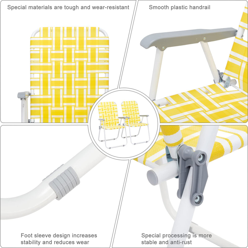 Folding Webbed Camping Chair Set of 2 Yellow R469