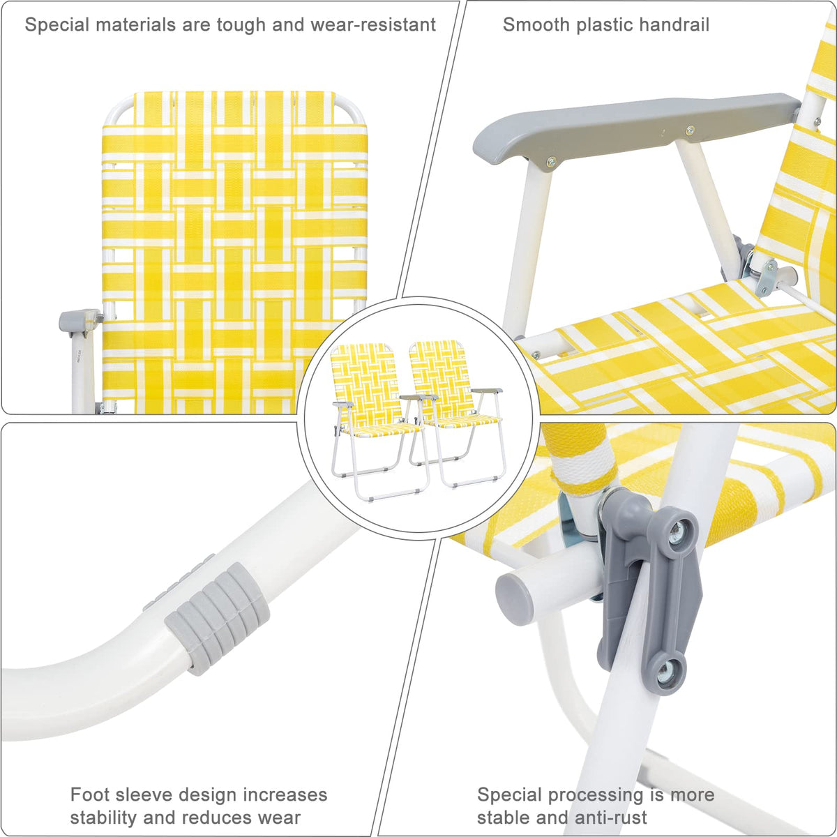 Folding Webbed Camping Chair Set of 2 Yellow R469