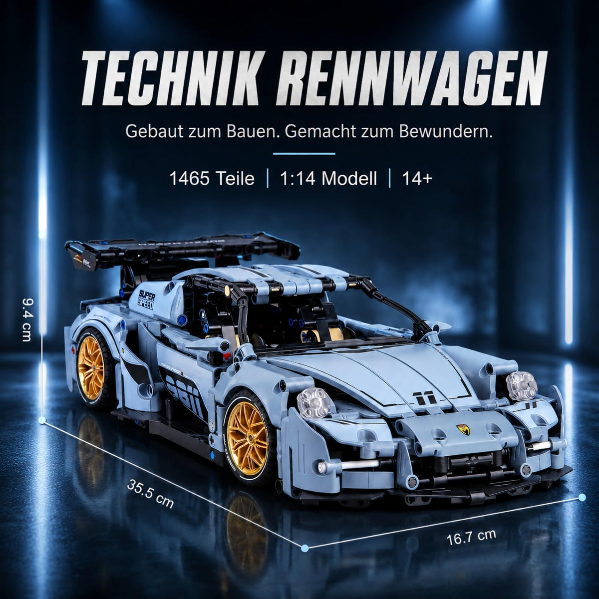 1465 Pieces 1:14 Sports Vehicle Building Blocks Set U9406