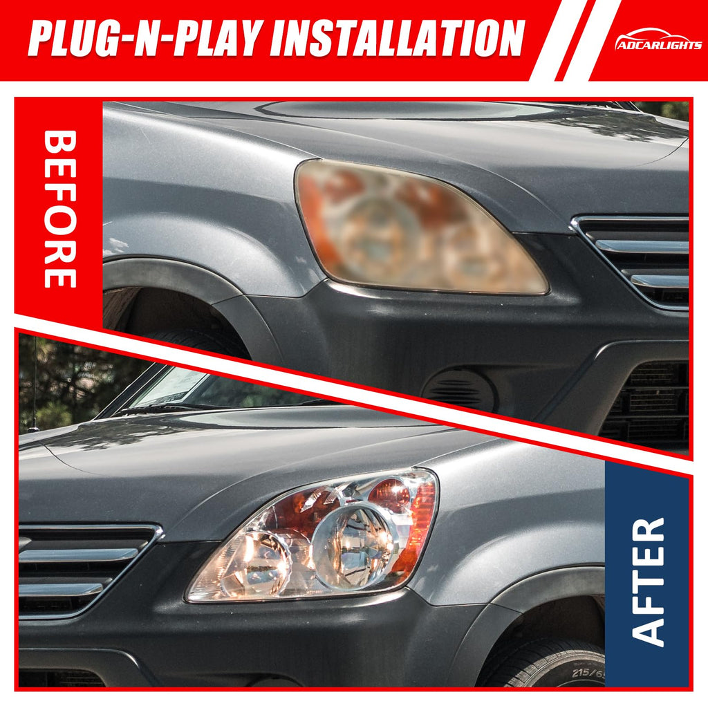Headlight Chrome Housing Amber Reflector Replacement Pair K3832