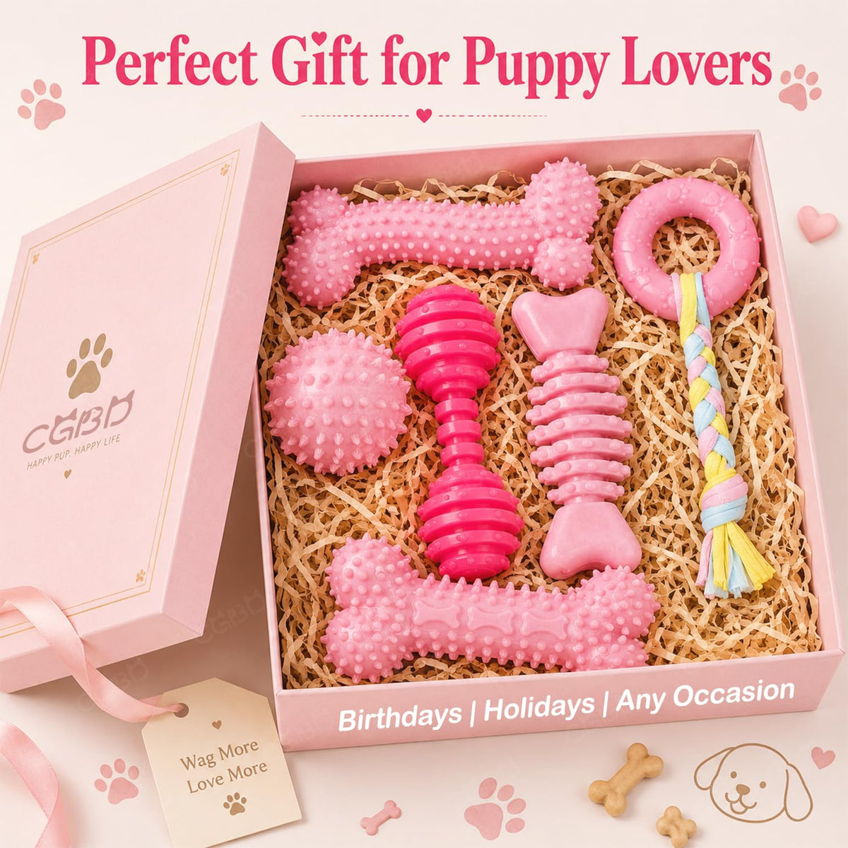 Pink 6 Pack Dog Chew Toys G5857