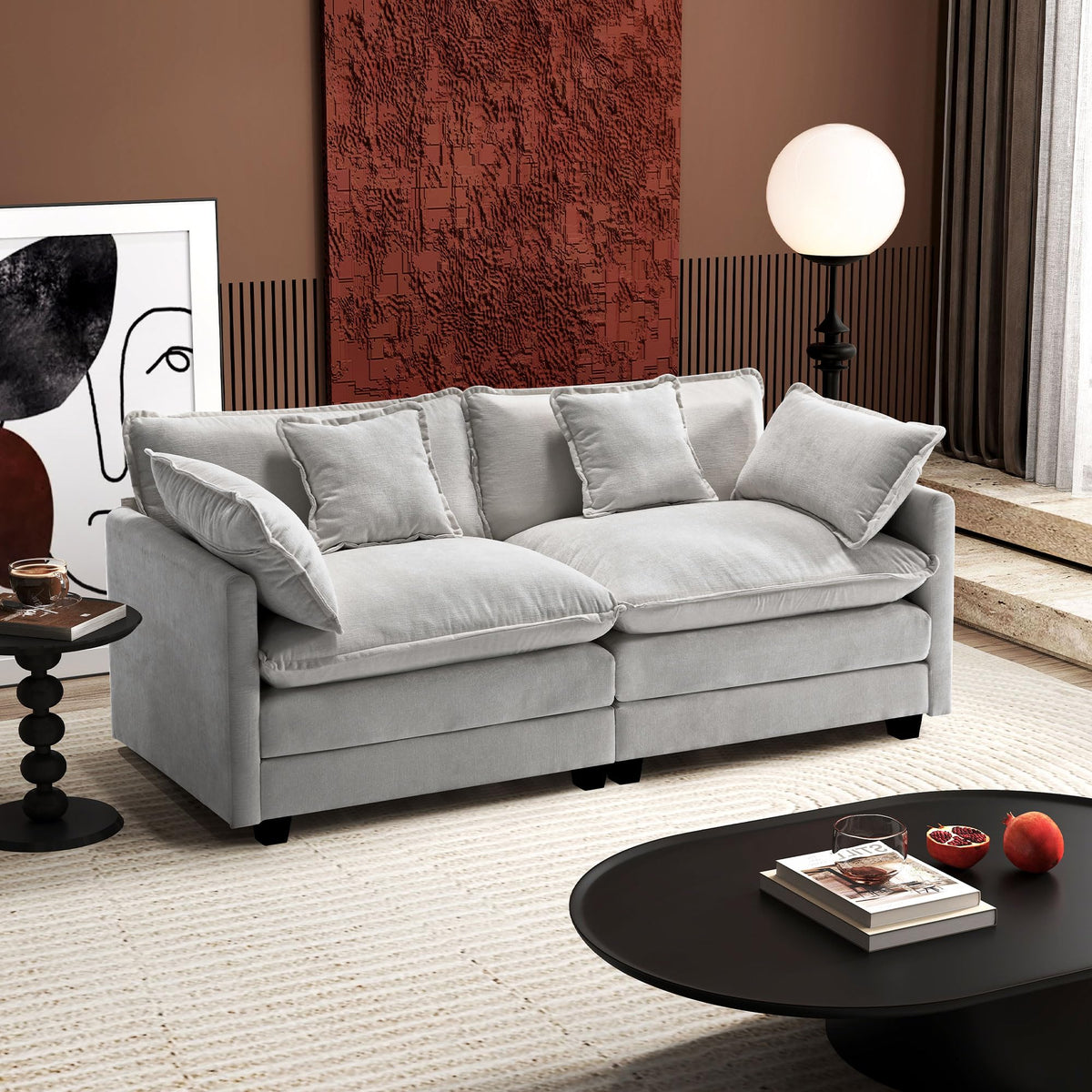77 Inch Grey Chenille Loveseat H71046