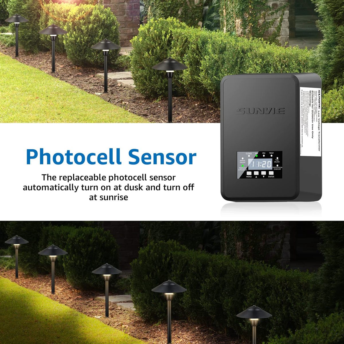 200W Low Voltage Landscape Transformer with Timer & Photocell Sensor Q139