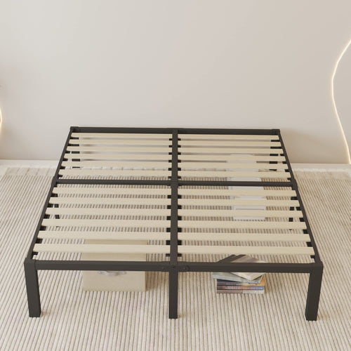 18 inch Queen Size Heavy Duty Platform Bed Frame with Wood Slats B9701