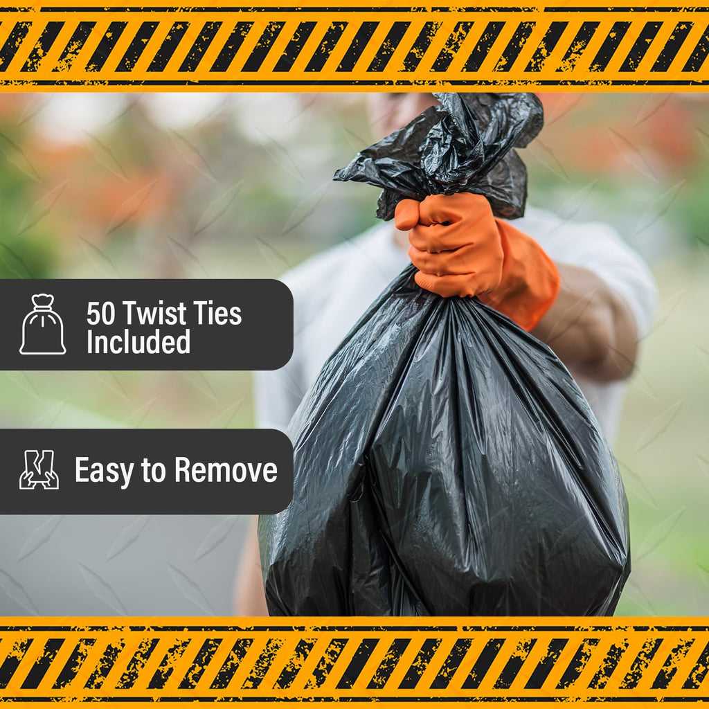 55 Gallon Heavy Duty 3 Mil Black Trash Bags 50 Ct R983143