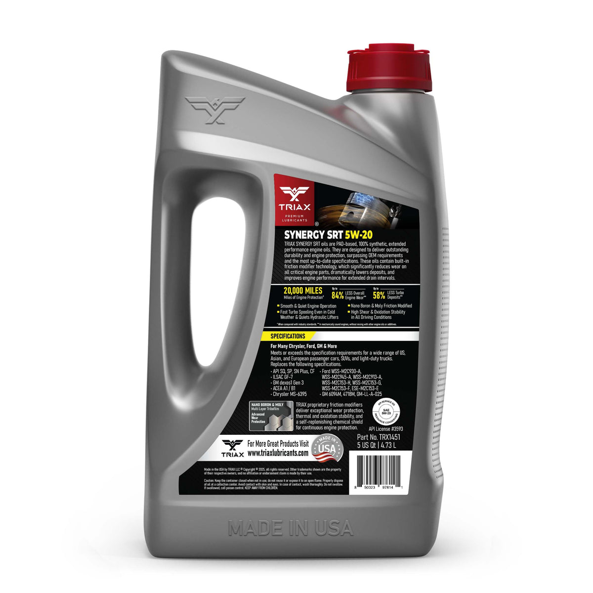 5W-20 Full Synthetic Engine Oil 5 Quart O7159