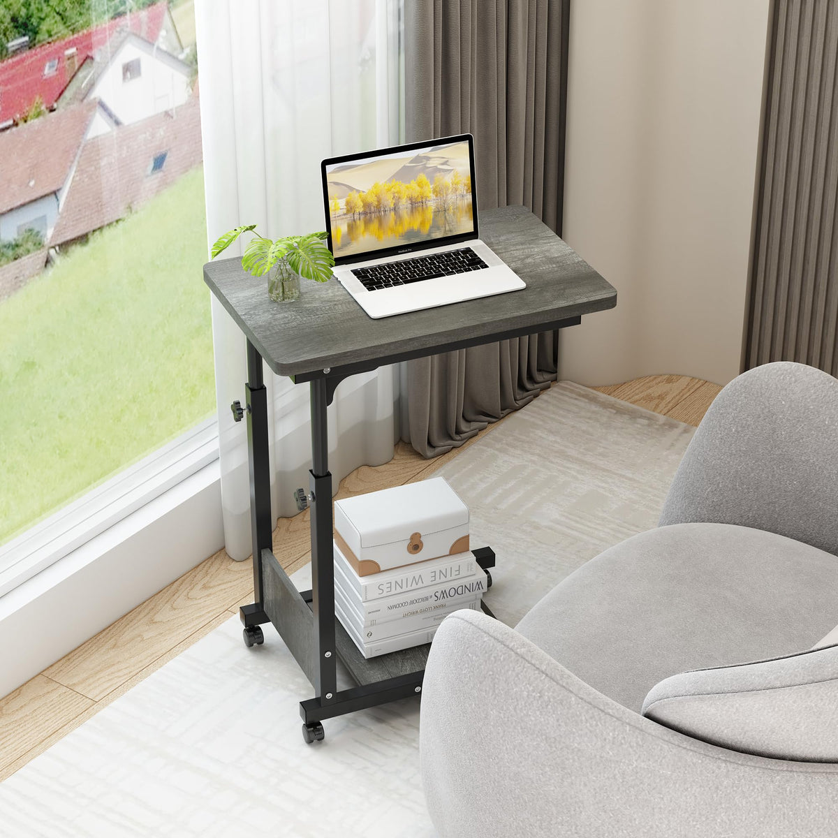 Adjustable Height C Table with Wheels and Storage R877896
