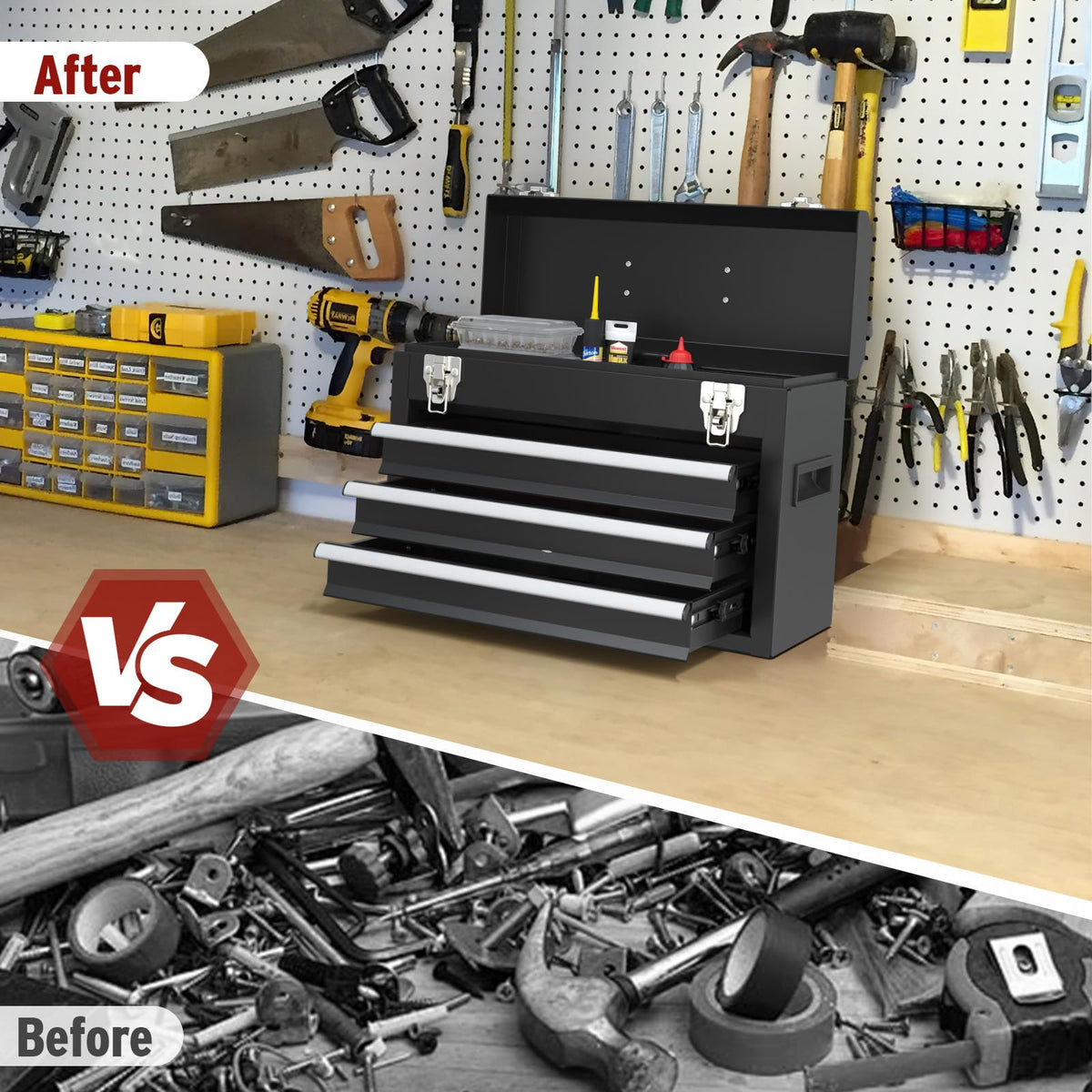 3 Drawer Steel Tool Box with Locking System V399