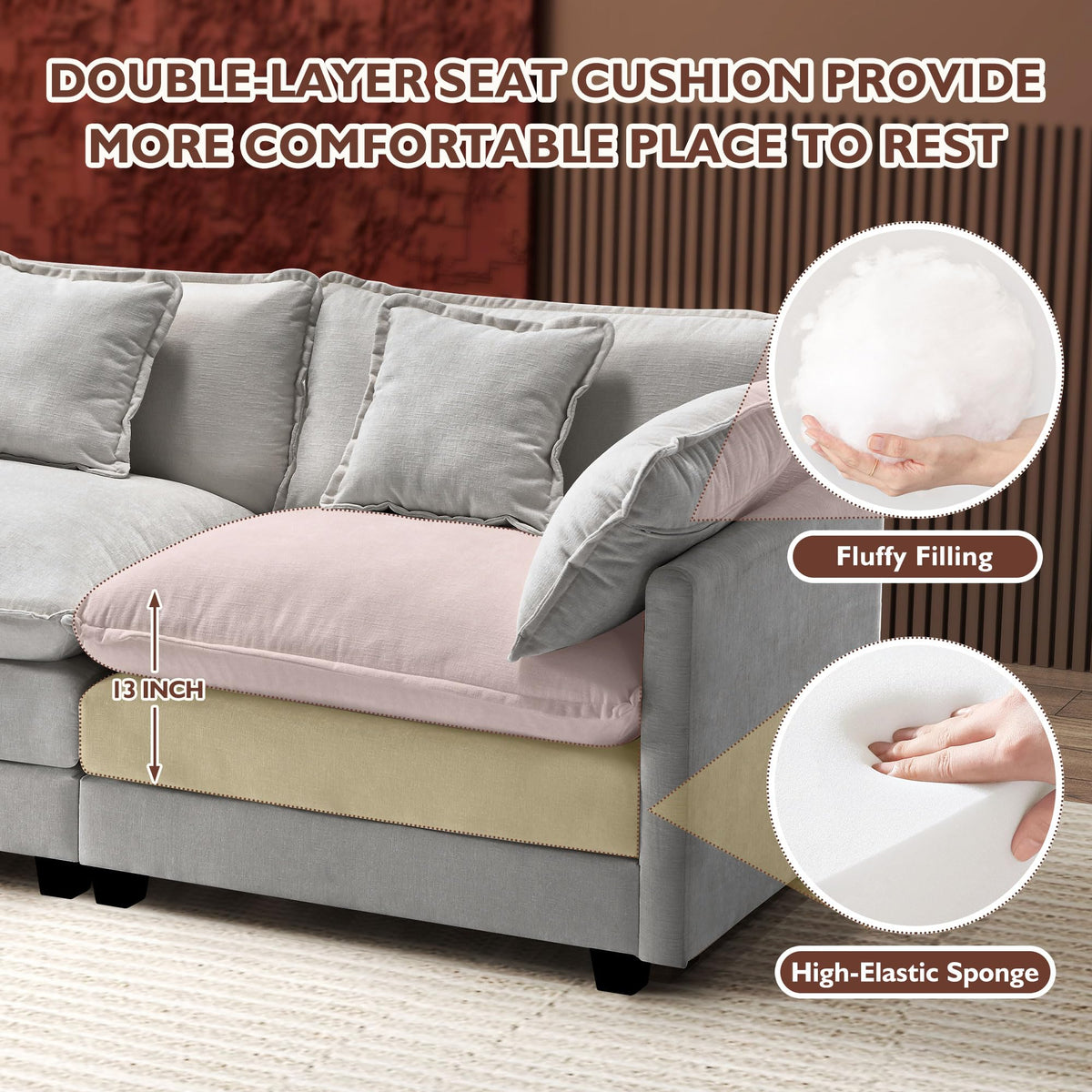 77 Inch Grey Chenille Loveseat H71046