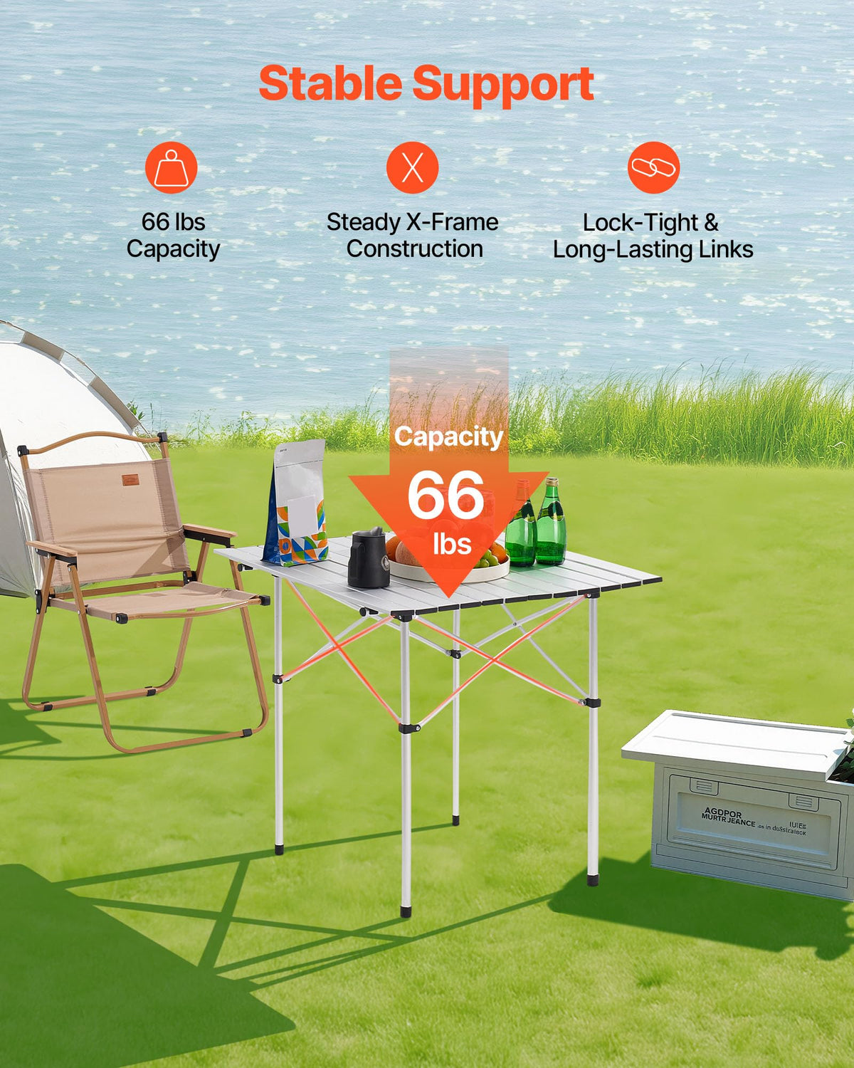 Folding Camping Table 28 inch Silver M495