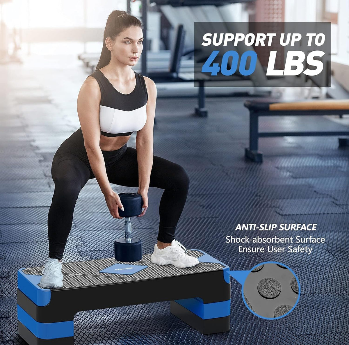 Adjustable Aerobic Exercise Step with 4” 6” 8” Risers C94582