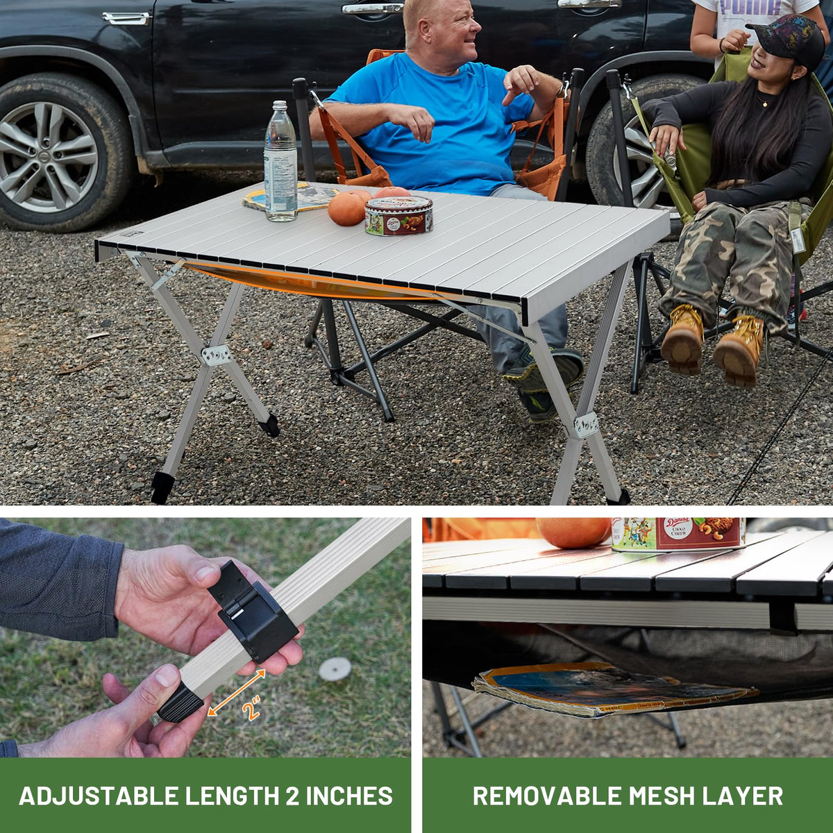 Folding Camping Table Adjustable Height Lightweight Aluminum Y753374