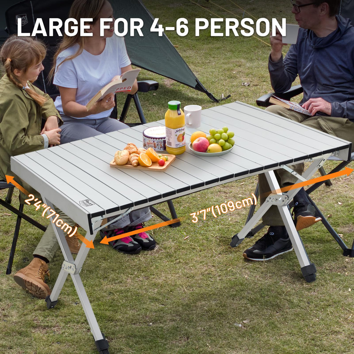 Folding Camping Table Adjustable Height Lightweight Aluminum Y753374