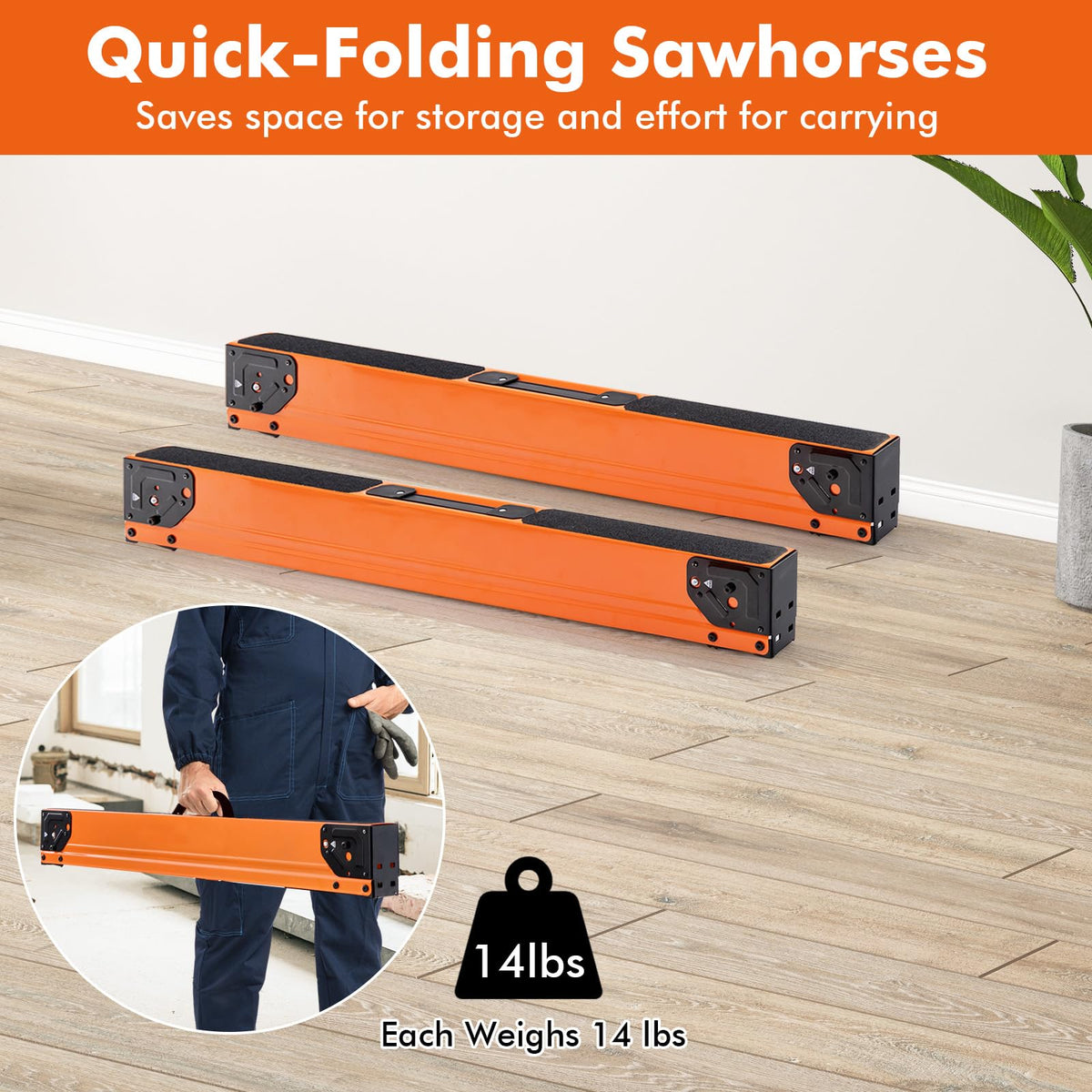 Heavy Duty Steel Folding Saw Horses 2 Pack 2200 LBS Capacity R2477