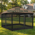 12' x 14' 4-Panel Gazebo Mosquito Netting with Zippers, Black Y2863