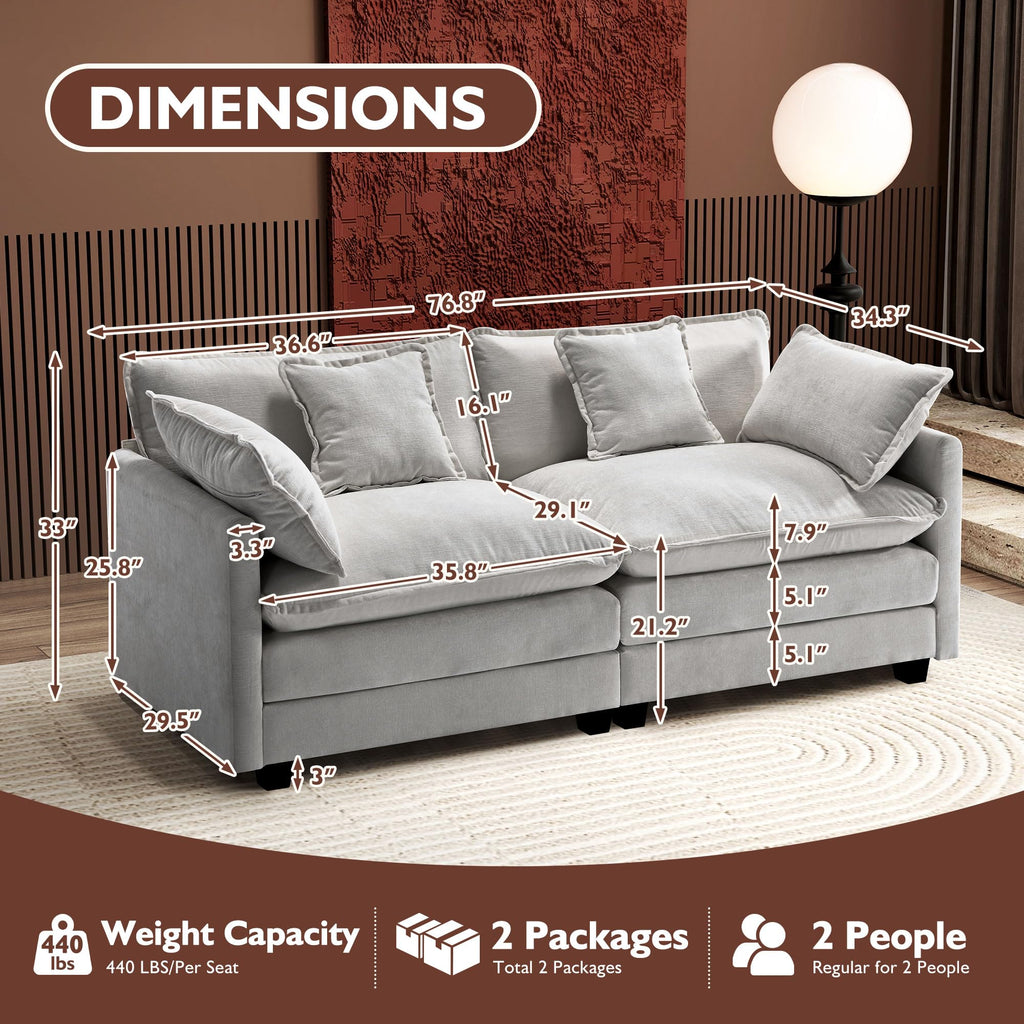 77 Inch Grey Chenille Loveseat H71046