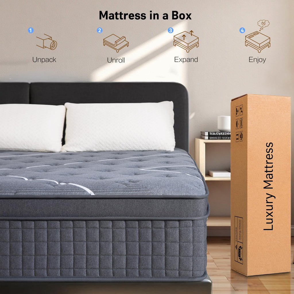 Full Size 12 Inch Gel Memory Foam Pocket Spring Medium Firm Mattress I52603