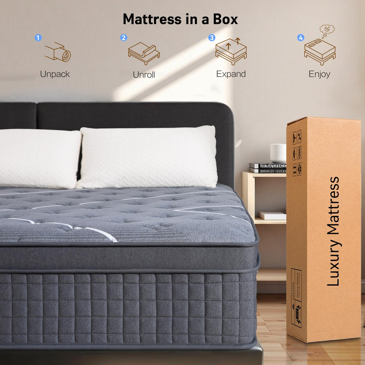 Full Size 12 Inch Gel Memory Foam Pocket Spring Medium Firm Mattress I52603