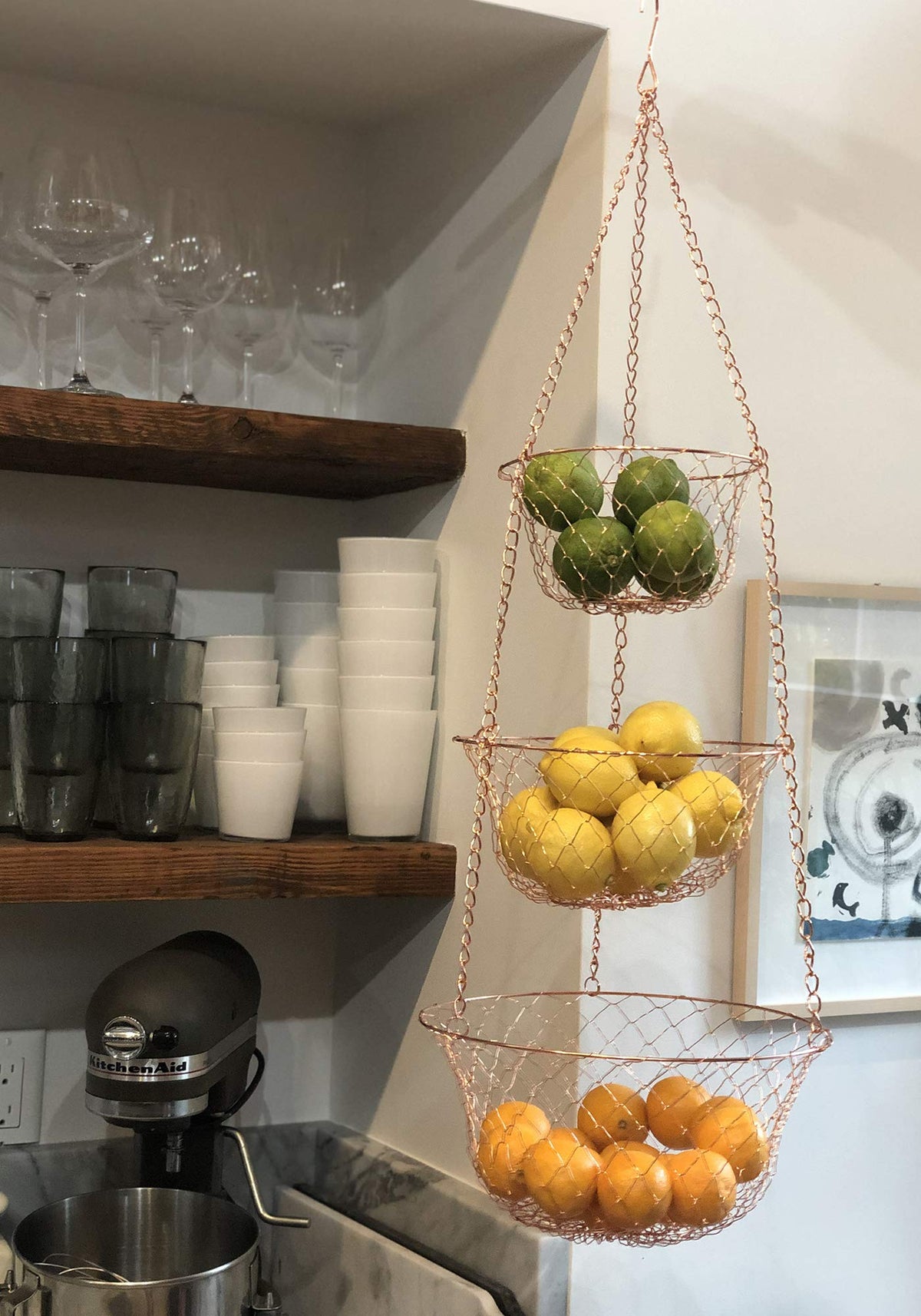 3-Tier Copper Hanging Fruit Baskets R327440