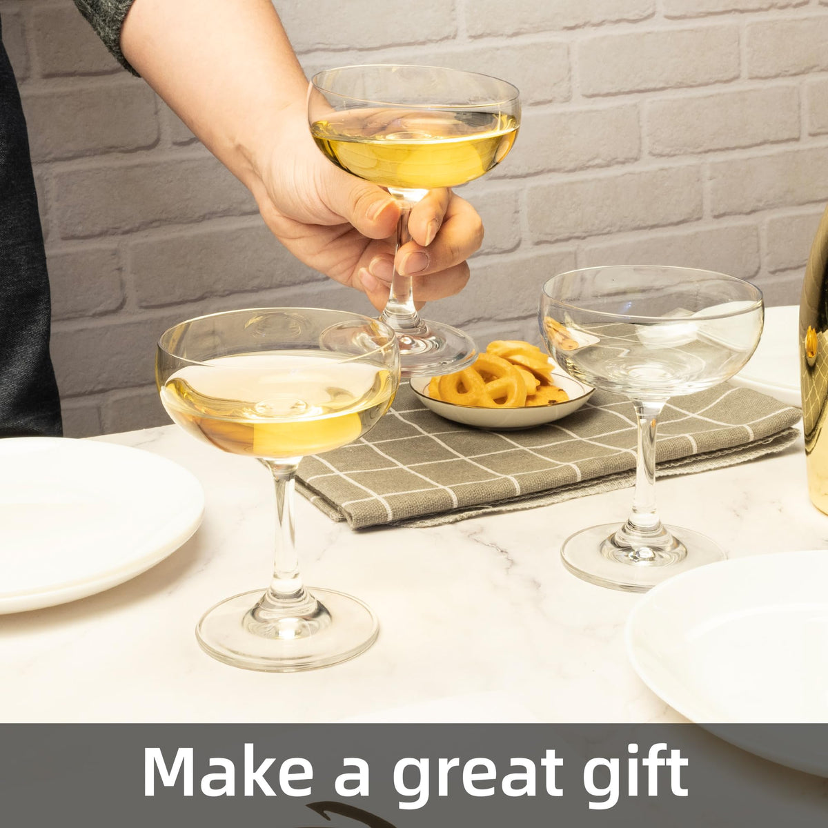 Champagne Glasses Set of 6 Crystal Cocktail Glasses 7 oz S85490