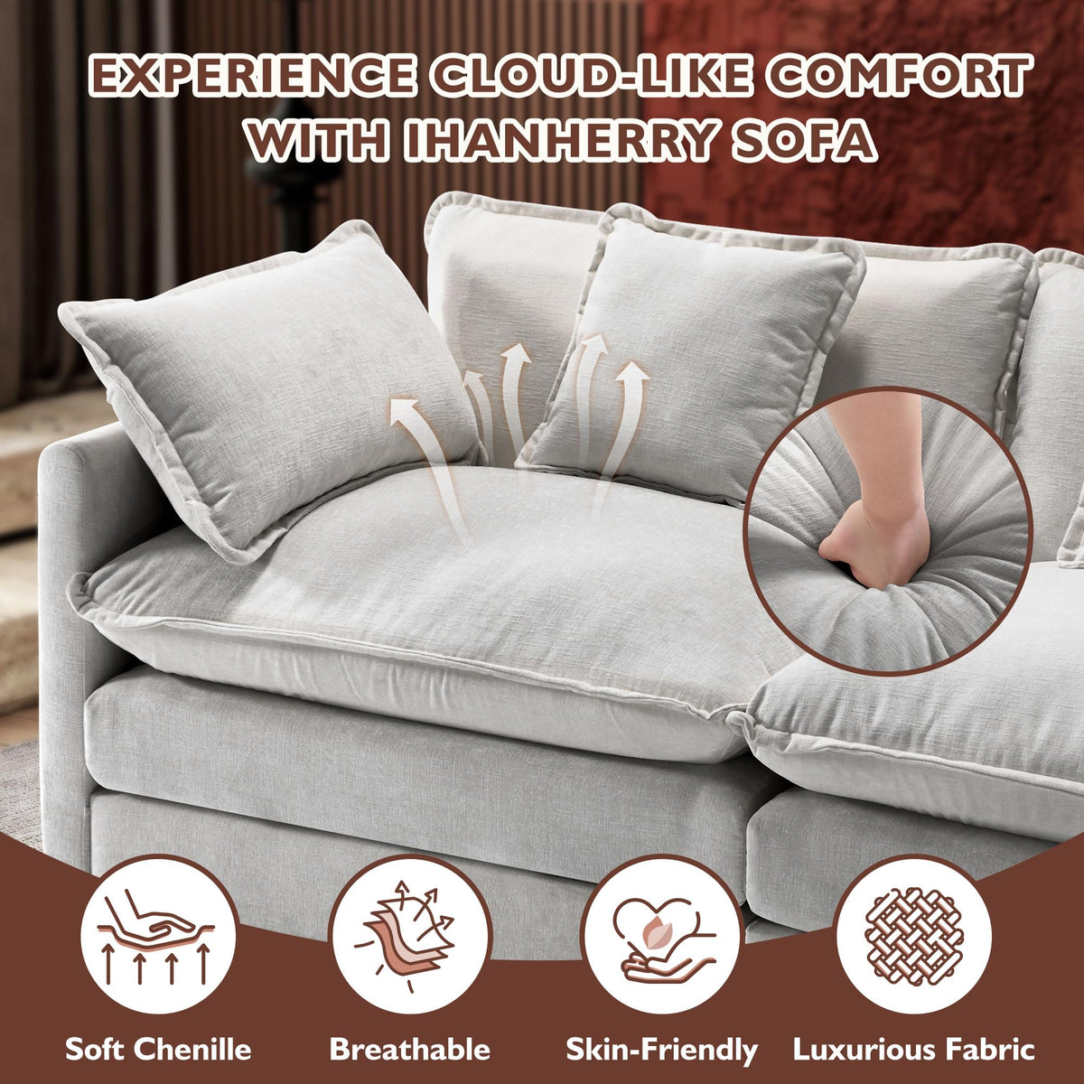 77 Inch Grey Chenille Loveseat H71046