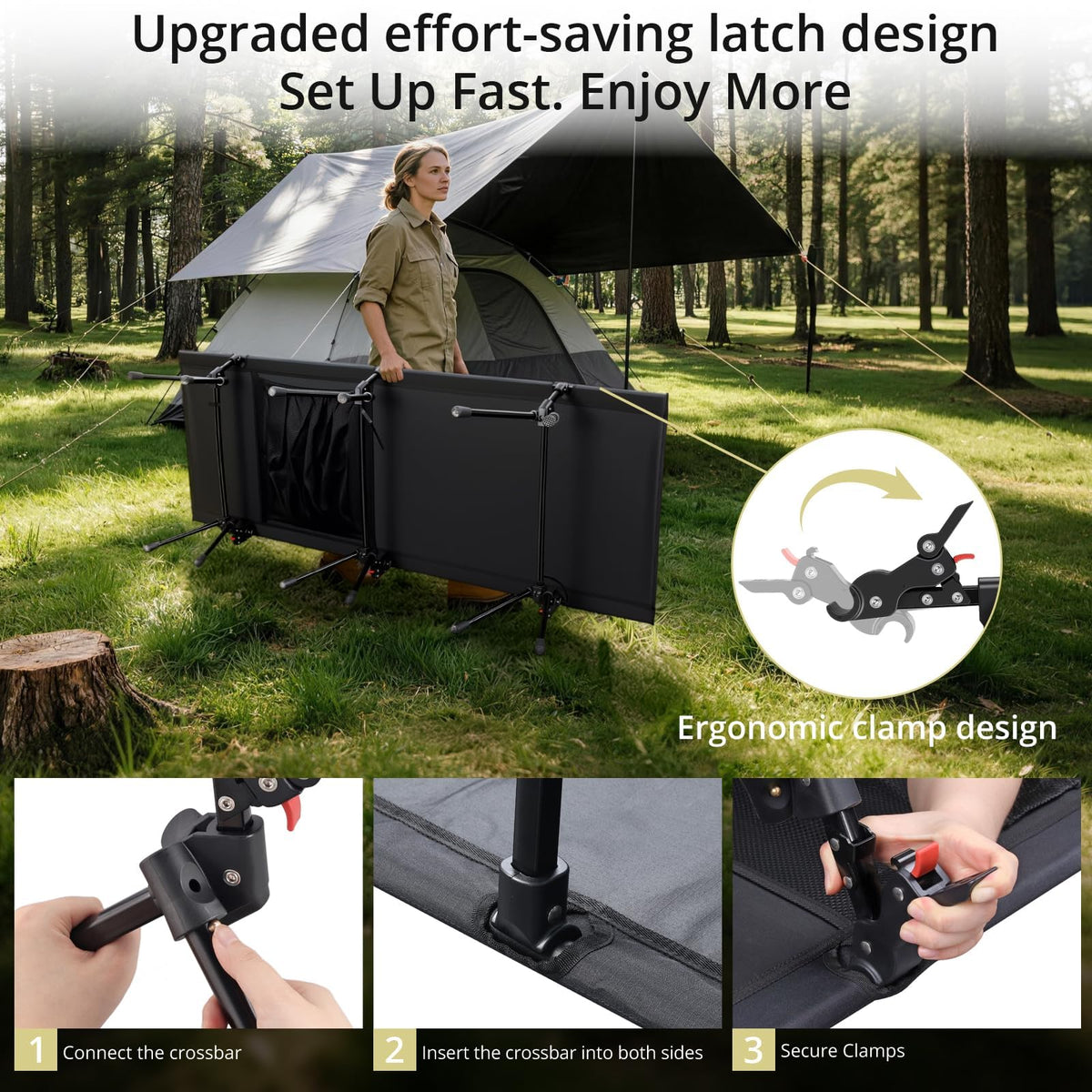 Height Adjustable Camping Cot 400 lbs Q77919