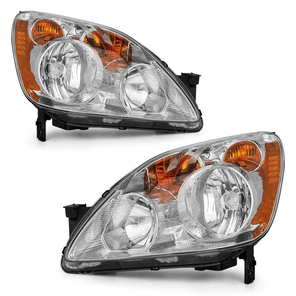 Headlight Chrome Housing Amber Reflector Replacement Pair K3832
