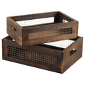 Set of 2 Rustic Wooden Nesting Boxes with Handle B274
